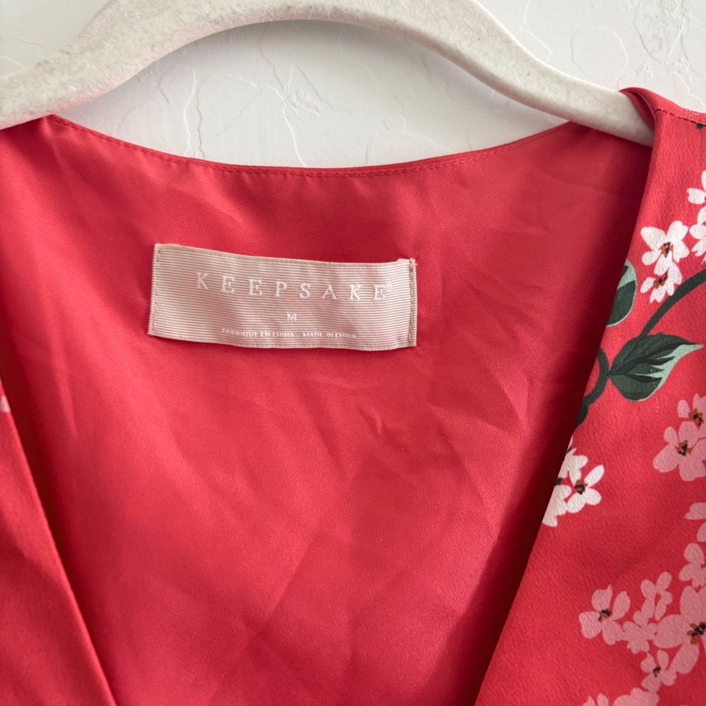 KEEPSAKE THE LABEL This Moment Satin Wrap Dress Flutter Hem Elegant M - Picture 4 of 7